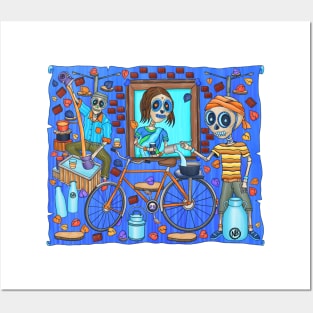 Cute Skeletons - Día De Los Muertos- Mumbai City- Milk Man Posters and Art